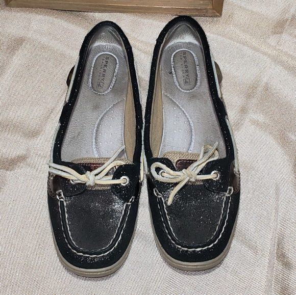 😍 Gorgeous Black Sparkle Sperry Top Sider - Picture 2 of 11